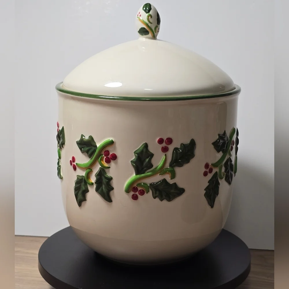 Home cookie jar canister holly christmas - Picture 3 of 8